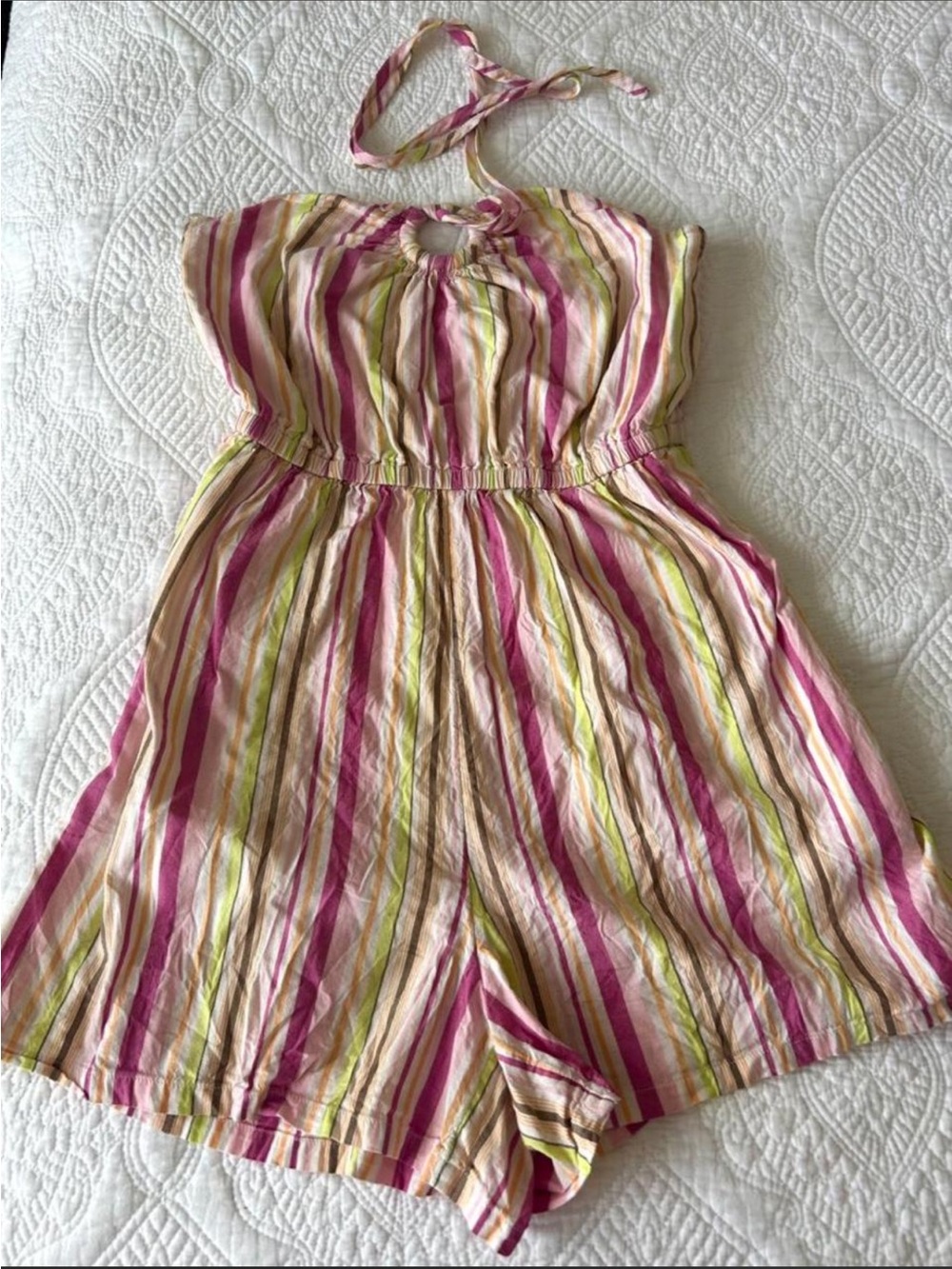 Striped Pink & White Romper | XS | Old Navy